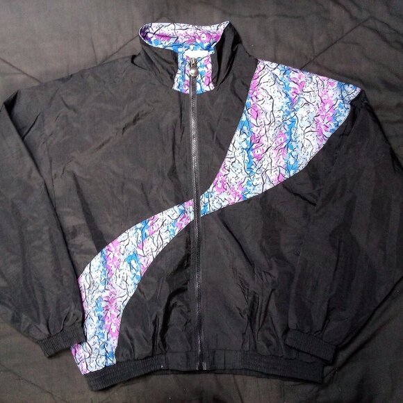 Vintage Reebok Abstract Pattern Color Block Windbreaker Jacket - Picture 1 of 8